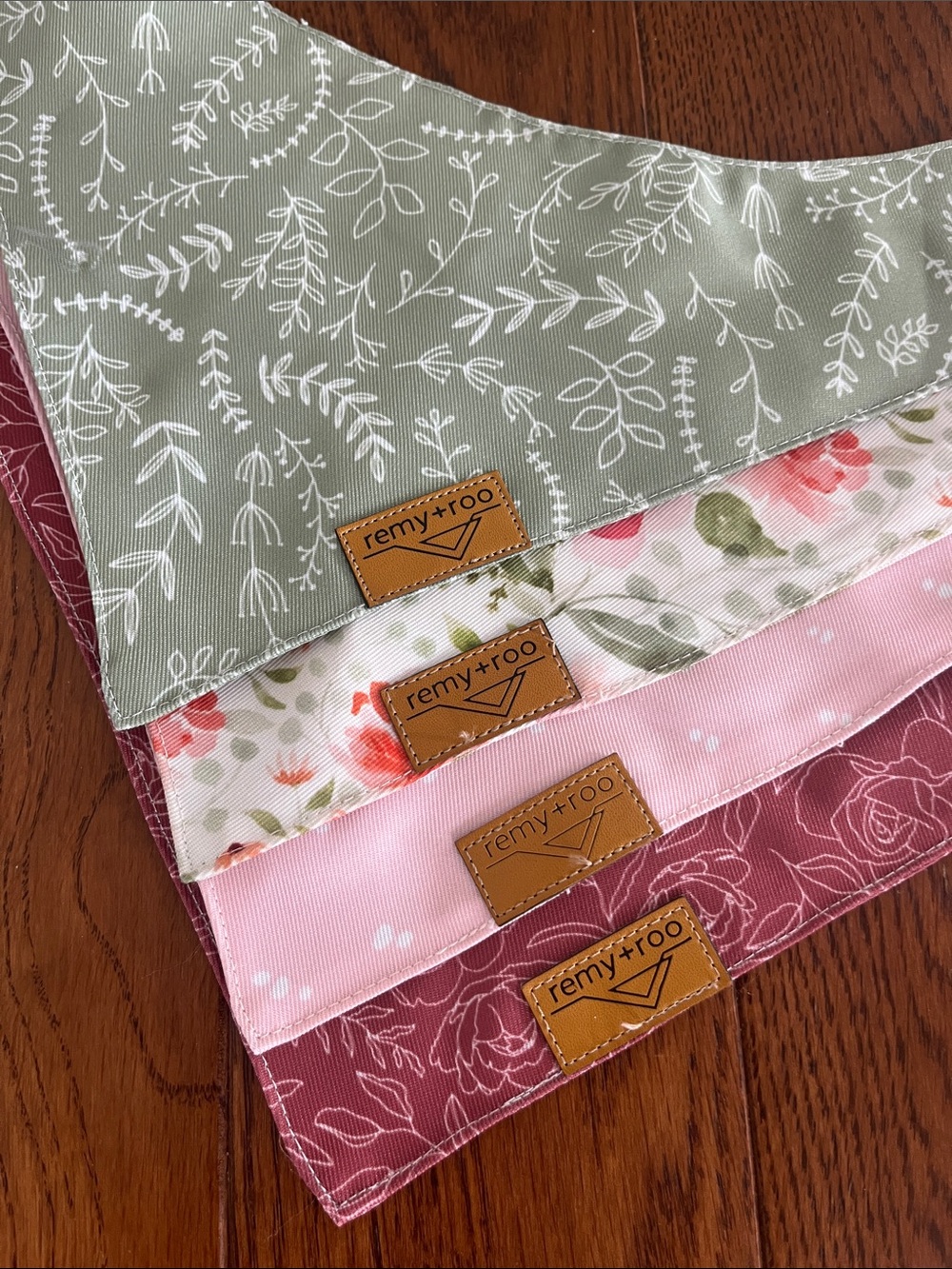 Remy Roo DogSscarfs, 4 Floral & Pastel Dog Bandana Set - Pink, Green, Rose
